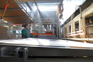 LUANNAN COUNTY, Çin - 24 Şubat 2022: İşçiler Kuzey Çin 'deki bir fabrikada üretim hattı üzerinde sıkı çalışıyorlar