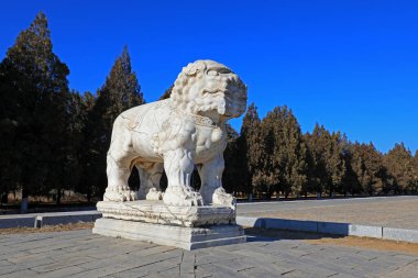 Çin 'deki Qing Hanedanlığı' nın doğu mozolesinde taş oymalar yapıldı.