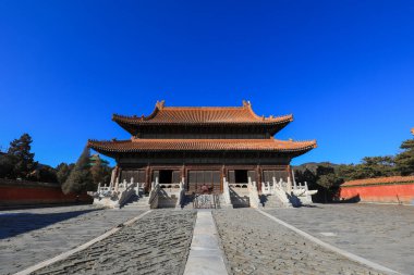 Qing Hanedanlığı 'nın Doğu Mezarı, Çin - 2 Şubat 2022 Çin İmparatoriçesi Cixi' nin mezarının mimari manzarası