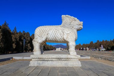 Çin 'deki Qing Hanedanlığı' nın doğu mozolesinde taş oymalar yapıldı.