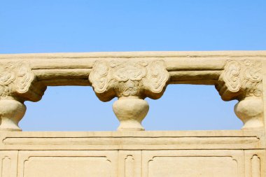 Bridge railings in ancient China, closeup of photo