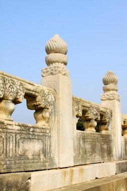 Bridge railings in ancient China, closeup of photo