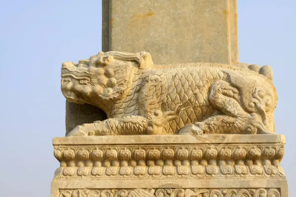 Chinese traditional style rock carvings, closeup of photo