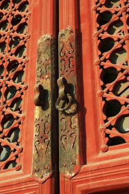 Tahta pencereler, İmparatorluk Atalarının Tapınağı 'nda, 22 Aralık 2013, Pekin, Çin.
