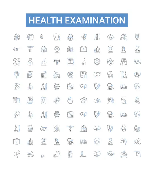 Health Examination Line Icons Collection Checkup Assessment Clinical Diagnosis Screening — Stock Vector