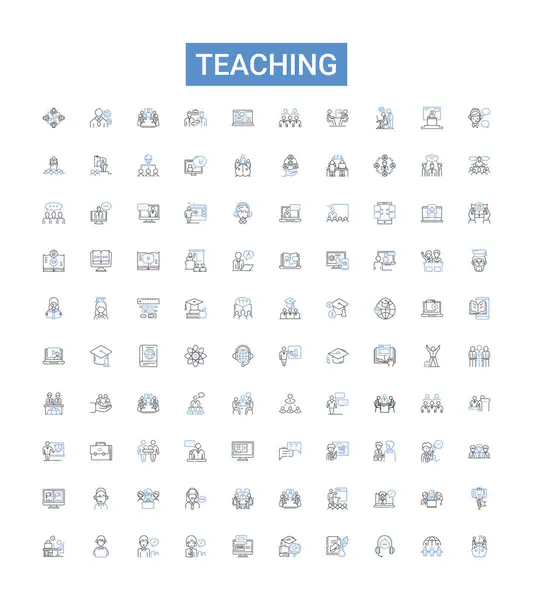 Teaching Line Icons Collection Tutor Instruct Educate Guide Coach Direct Royalty Free Stock Vectors
