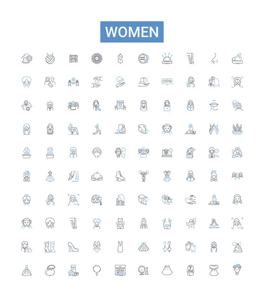 Kadın Çizgi Ikonları Koleksiyonu Kadın Kadın Kadın Kadın Kadın Kadın Vektör Grafikler