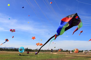 CHA-AM - 10 Mart: 12. Tayland Uluslararası Uçurtma Festivali 'nde 9 Mart 2012 tarihinde Naresuan Kampı, Cha-am, Tayland