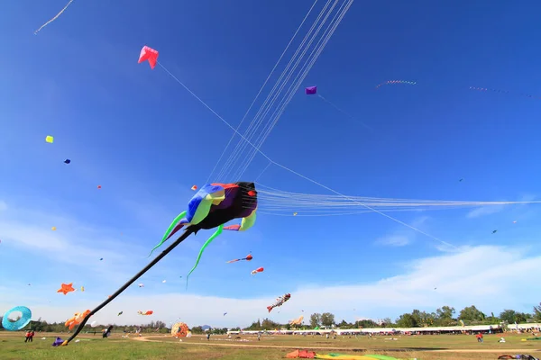 Cha Março Pipas Coloridas 12Th Thailand International Kite Festival Março — Fotografia de Stock