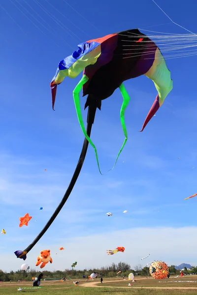 Cha Março Pipas Coloridas 12Th Thailand International Kite Festival Março — Fotografia de Stock