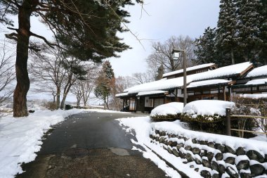 Japonya Takayama 'da karlı Japon Evi