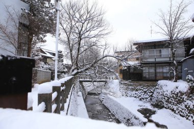 Japonya Takayama 'da karlı Japon Evi