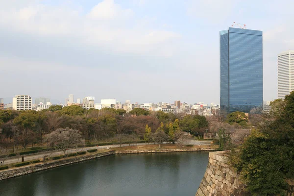大阪城の上の大阪市内の広い眺め — ストック写真