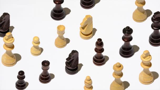Šachové Figurky Zmizí Znovu Objeví Minimální Strategie Koncepce Myslící Hry — Stock video