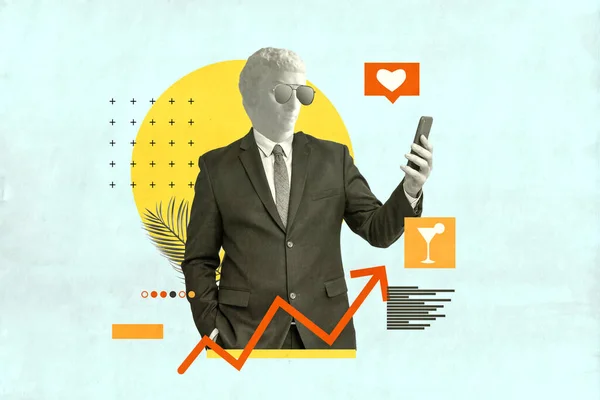 Business Boss Uses Modern Technology Work Financial Nailed Marketing Startup — Stock Photo, Image