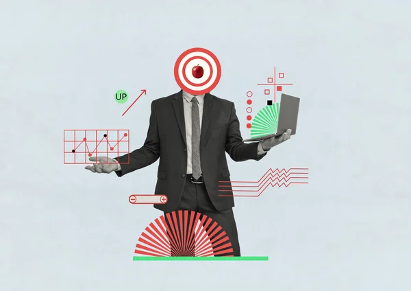 Business Technology Concept Collage Office Medewerker Ontwikkelt Project Startup Maakt — Stockfoto