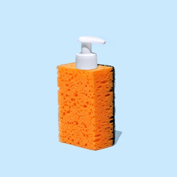 Texture Washcloth Liquid Soap Dispenser Fun Playful Minimal Concept Health — Stock Photo, Image