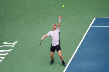 Andy Murray (GBR), 4 Ağustos 2023 'te Washington DC' de düzenlenen Mubadala DC Citi Açık tenis turnuvasında Taylor Fritz 'e (resmedilmemiş) yenildi.