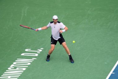 Andy Murray (GBR), 4 Ağustos 2023 'te Washington DC' de düzenlenen Mubadala DC Citi Açık tenis turnuvasında Taylor Fritz 'e (resmedilmemiş) yenildi.