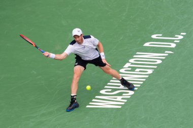 Andy Murray (GBR), 4 Ağustos 2023 'te Washington DC' de düzenlenen Mubadala DC Citi Açık tenis turnuvasında Taylor Fritz 'e (resmedilmemiş) yenildi.