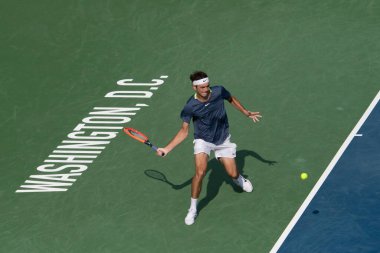 Taylor Fritz (ABD), 4 Ağustos 2023 tarihinde Washington DC 'de düzenlenen Mubadala DC Citi Açık tenis turnuvasında Andy Murray' i mağlup etti.