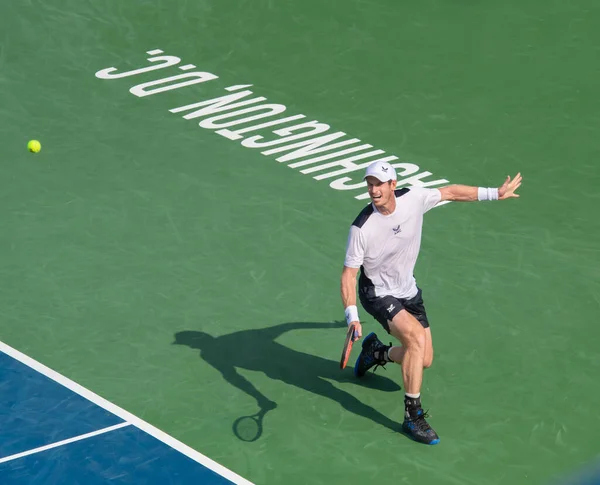 アンディ マレー Gbr ワシントンDcで8月4日に行われたムバダラ Dcオープンテニス大会でテイラー フリッツ 撮影されていない に落ちる — ストック写真