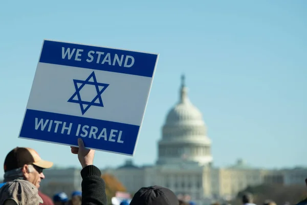 Participante Assina Marcha Por Israel Washington Eua Novembro 2023 Imagem De Stock