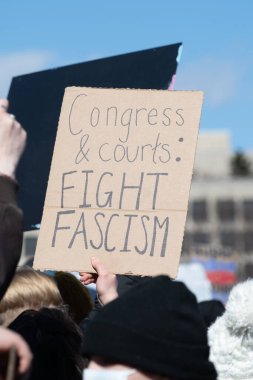 Göstericiler, Başkan Trumps yönetiminin ve milyarder Elon Musk 'un 17 Şubat 2025' teki Başkanlık Günü 'nde Washington' daki eylemlerini protesto etmek için Kongre Binası 'nda toplandılar..