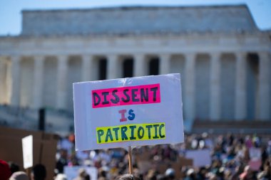 Göstericiler, 7 Mart 2025 'te Washington DC' de düzenlenen Stand-Up for Science mitinginde Trump yönetiminin bilimsel araştırma ve araştırmacıları kesmesini protesto etmek için Lincoln Anıtı 'nda toplandılar.
