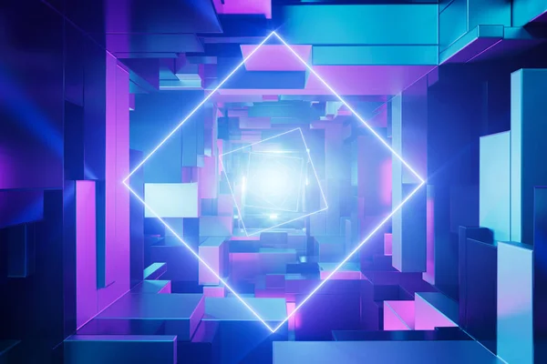 Futurystyczny Neon Oświetlił Tunel Sci Koncepcja Ilustracji Obrazy Stockowe bez tantiem