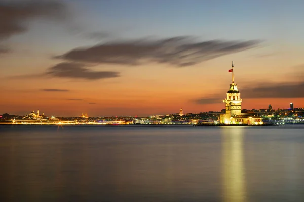Sunset View Maiden Tower Istanbul Skyline Turkey — Stock Photo, Image