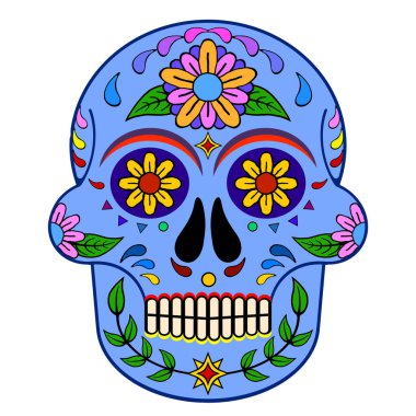 gün ölü renkli kafatası ile çiçek süsleme