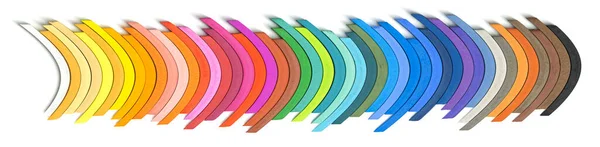 上と下のパターンのカラフルなチョークのパステル 白の背景に 虹のスペクトルとして配置 — ストック写真