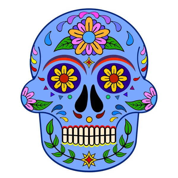 Day Dead Colorful Skull Floral Ornament — Stock Photo, Image