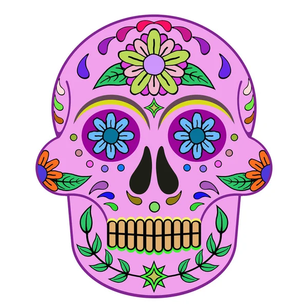 Día Los Muertos Colorido Cráneo Con Adorno Floral —  Fotos de Stock