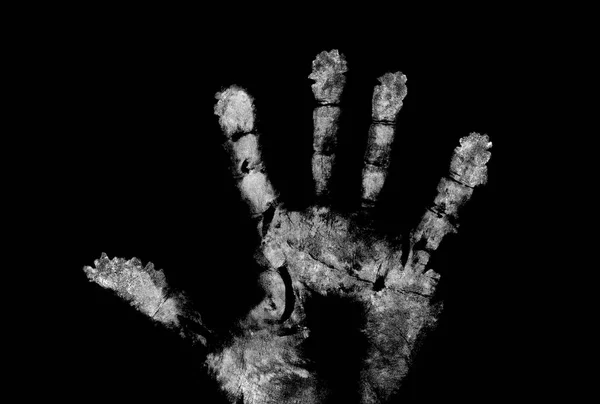 Αποτύπωμα Χεριού Σκόνη Κοκαΐνης Που Απομονώνεται Μαύρο — Φωτογραφία Αρχείου