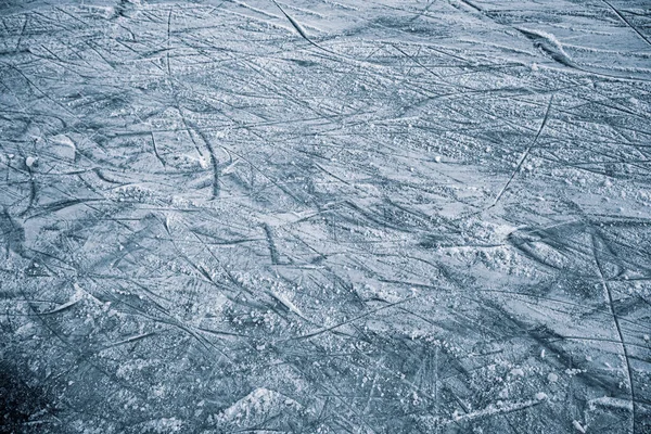 Paten Çizikler Buz Yakın Görünüm — Stok fotoğraf