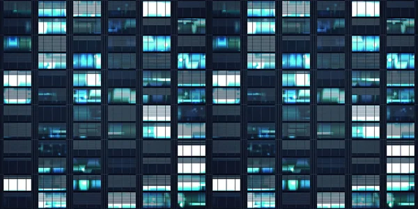 Illustration Modern Office Building Windows Night Digital Artwork Creative Graphic — Stock Photo, Image