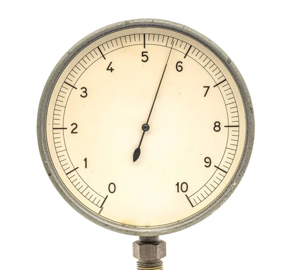 Oude Vintage Manometer Een Witte Achtergrond — Stockfoto