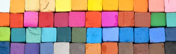 Square Colorful Pastel Chalks Tops Closeup — Stock Photo, Image