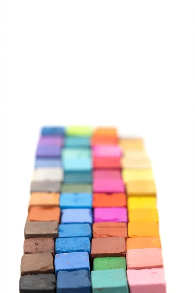 Vierkante Kleurrijke Pastelkrijt Close Lage Hoek — Stockfoto
