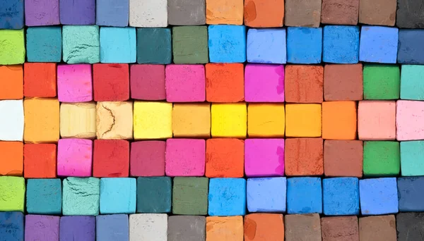 Square Colorful Pastel Chalks Tops Closeup — Stock Photo, Image