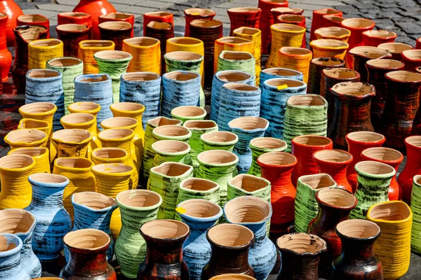 Sibiu City Romania Settembre 2022 Tradizionale Mercato Della Ceramica Artigianale — Foto Stock
