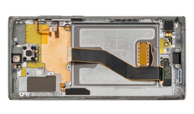 An inside view of a smartphone disassembled display