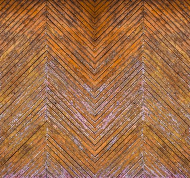 Old painted planks with peeling paint