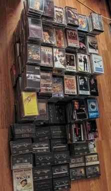 Giurgiu, Romania - September 01, 2011. Audio cassette collection on the floor