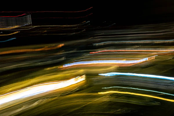 Θόλωση Κίνησης Φωτεινής Γραμμής Ταχύτητας Σκοτεινό Φόντο Προσομοίωση Μεταφοράς Δεδομένων — Φωτογραφία Αρχείου