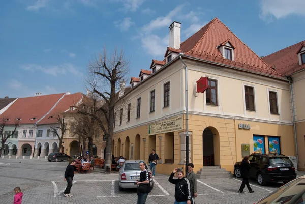 Sibiu Ρουμανία Απριλίου 2010 Άποψη Ιστορικών Παλαιών Κτιρίων Στη Μεσαιωνική — Φωτογραφία Αρχείου