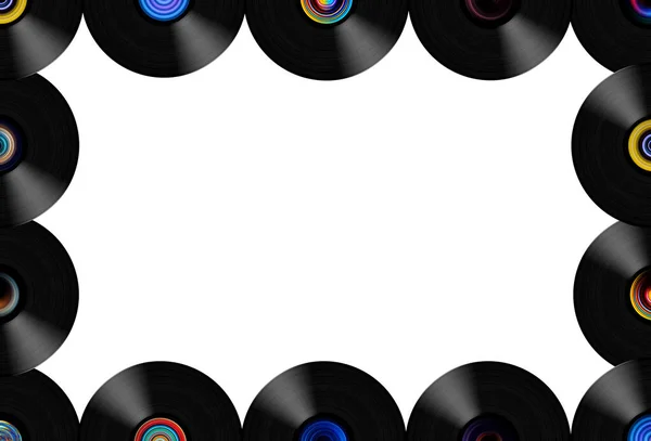 レコードLpレコードのグラフィックラベルで作られたフレーム フルバックグラウンド — ストック写真