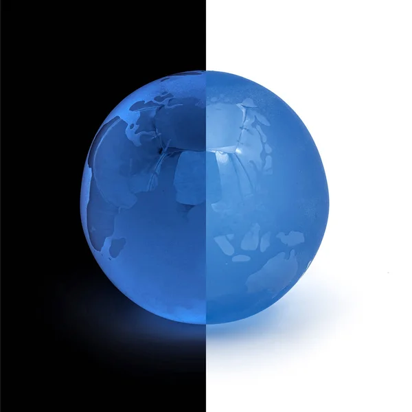 Blue Crystal Earth Black White Background — Stock Photo, Image